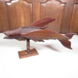 Original hand carved fish made by Clinton Warren souvenir from Pitcairn Islands 16" long