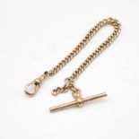 9ct rose gold vintage watch chain with dog clip and T bar 8" long 19.9g