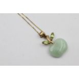 9ct Gold Jade & Peridot Apple Pendant Necklace (4.1g)