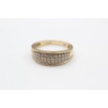 9ct Gold Diamond Three Row Band Ring (2.8g) size O