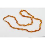 9ct Gold Clasp Amber Single Strand Necklace (16.6g)