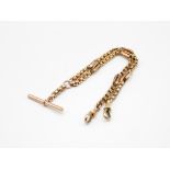 9ct rose gold Victorian watch chain with T bar