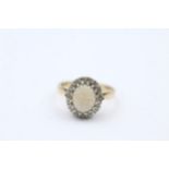 9ct Gold Diamond & White Opal Oval Halo Ring (3.3g) size O