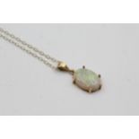 9ct Gold White Opal Pendant Necklace (1.2g)