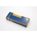 Vintage DUNHILL Gold Plated & Blue Lacquer Rolagas Cigarette LIGHTER // UNTESTED In vintage