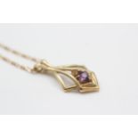 9ct Gold Amethyst & Citrine Openwork Pendant Necklace (3.1g)