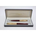 Vintage PARKER 51 Burgundy FOUNTAIN PEN w/ Rolled Gold Cap, Pencil, Box Etc // Vintage PARKER 51