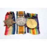 WW1 1914-15 Star Trio & Original Ribbons Named S-5499 Pte E. G. Mears, Seaforth // In antique