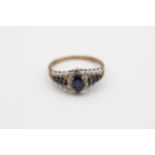 9ct Gold Sapphire & Diamond Cluster Dress Ring (2.7g) size T