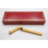 Vintage CARTIER Gold Plated FOUNTAIN PEN w/14ct Gold Nib WRITING // Vintage CARTIER Gold Plated