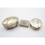 3 x Antique / Vintage Hallmarked .925 STERLING SILVER Pill / Trinket Boxes (78g) // In antique /