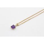 9ct Gold Amethyst Solitaire Pendant Necklace (2.7g)