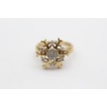 9ct Gold Diamond Cluster Articulted Snowflake Ring (3g) size N