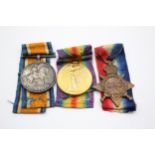 WW1 1914-15 Star Trio & Original Ribbons Named CH.14330 Pte G. W. Brown RMLI // In antique condition