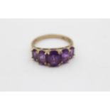 9ct Gold Amethyst Five Stone Statement Ring (2.6g) size P