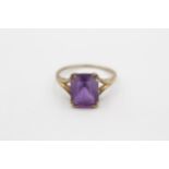 9ct Gold Amethyst Solitaire Statement Ring (2.4g) size R1/2