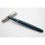 Vintage PARKER 51 Teal FOUNTAIN PEN w/ Brushed Steel Cap WRITING // Vintage PARKER 51 Teal