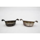 2 x Vintage Stamped .830 SILVER Viking Long Boat Style Condiment Dishes (35g) // Maker - M.H