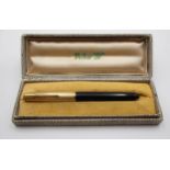 Vintage PARKER 51 Black Fountain Pen w/ Rolled Gold Cap WRITING Boxed // Vintage PARKER 51 Black