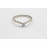 9ct White Gold Diamond Wishbone Solitaire Ring (1.3g) size N