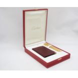 MUST DE CARTIER Gold Plated Ballpoint Pen & Pencil Set w/ Leather Card Wallet // Both Pencil &