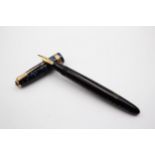 Vintage PARKER Vaccumatic Navy FOUNTAIN PEN w/ 14ct Gold Nib, Gold Plate Band // Vintage PARKER