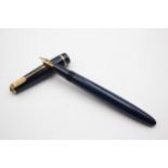 Vintage PARKER Victory Navy FOUNTAIN PEN w/ 14ct Gold Nib WRITING // Vintage PARKER Victory Navy