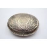 Antique / Vintage .950 SILVER Oval Squeeze Action Snuff Box w/ Engraving (86g) // w/ Personal