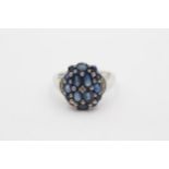 9ct White Gold Diamond And Sapphire Lace Cluster Dress Ring - As Seen, stone missing (3.7g)size O1/2