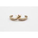 9ct Gold Diamond Channel Set Curved Stud Earrings (2g)