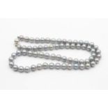 18ct White Gold Clasp On Pearl Beaded Strand Necklace (23.3g)