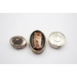 3 x Antique / Vintage Hallmarked .925 STERLING SILVER Pill / Trinket Boxes (36g) // In antique /