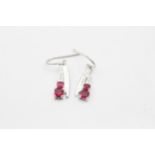 9ct White Gold Ruby & Diamond Drop Earrings (2g)