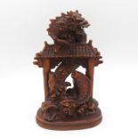 Carved wood Chinese figure - slight damage to one corner - 155mm high - very fine detail