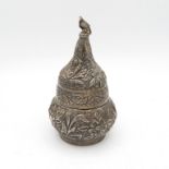 Coin silver Asian incense pot 142.3g 130mm long