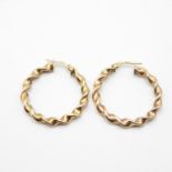 9ct gold large twisted hoop earrings 2.1g