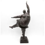Cold cast bronze statue 12" high of rotund ballet dancer