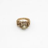 Brutalist 9ct gold and citrine ring size M 4.8g