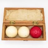 Set of original 1890's billiard balls full size 55mm dia. in wooden case