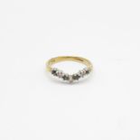 9ct gold diamond and sapphire wishbone ring size J 1.5g