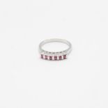 9ct white gold, ruby and diamond ring size N 2.5g
