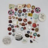 Large collection of 1982 - 1983 Pit Strike badges including enamel striker badges