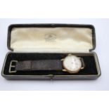 Vintage Gents 9ct Gold Cased Trench Style WRISTWATCH Hand-Wind WORKING // Vintage Gents 9ct Gold