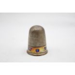 Antique Victorian 1876 London STERLING SILVER Just a Thimble Novelty Cup (50g) // w/ Enamel Detail