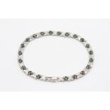 9ct White Gold Emerald Fancy Link Bracelet (5.8g)