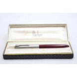 Vintage PARKER 51 Burgundy FOUNTAIN PEN w/ Brushed Steel Cap WRITING Boxed // Vintage PARKER 51