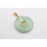 14ct Gold Bail Jade Pendant With Chinese Character (4.5g)