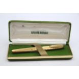 Vintage WATERMAN C/F Gold Plated FOUNTAIN PEN w/ 18ct Gold Nib WRITING (24g) // Vintage WATERMAN C/F