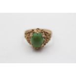 9ct Gold Green Gemstone Single Stone Ring (3g) Size M