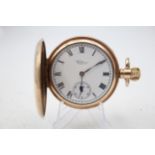 WALTHAM Gent's Rolled Gold Full Hunter POCKET WATCH Hand-wind WORKING Clean // WALTHAM Gent's Rolled